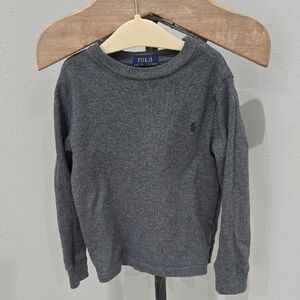 Polo by Ralph Lauren Boys 4T Long Sleeve Waffle Stretchy Fabric Dark Grey
